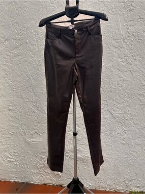 Calvin Klein Dark Brown Skinny Faux Leather Jeans